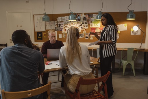 Woman Presenting to Informal Group
